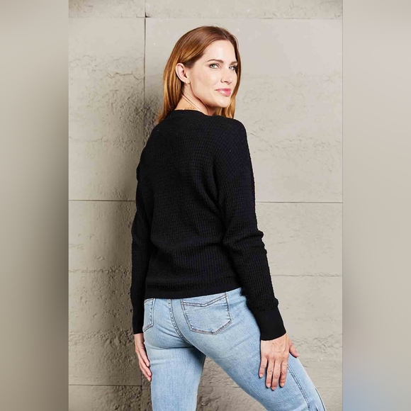 Double Take V Neck Wrap Front Knitted Top - Picture 7 of 9